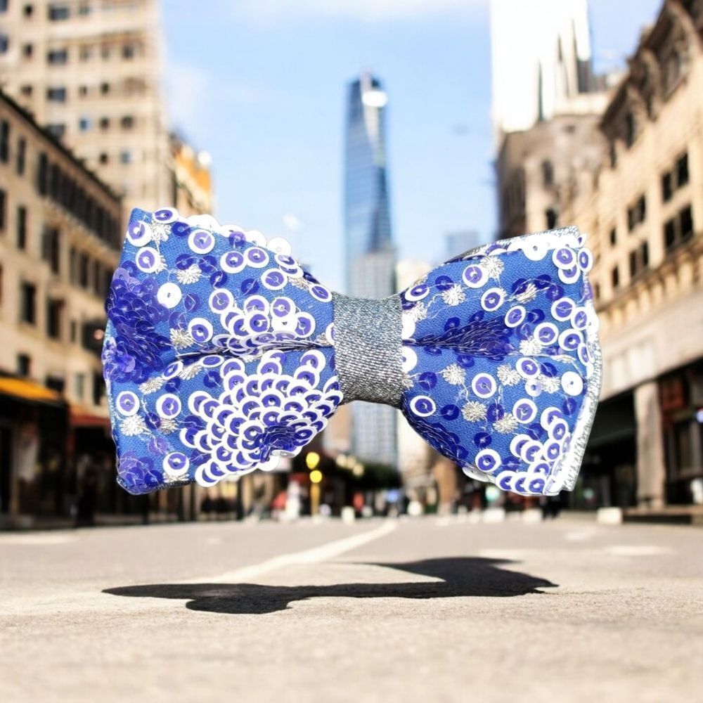 MEN'S MANZINI ROYAL BLUE BLING BOW TIE ONLY.